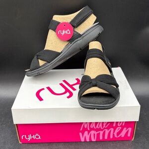 RYKA BLACK MALLORIE SPORT SLIP ON SLINGBACK VELCRO SANDALS NEW SIZE 5
